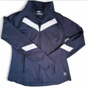 Fila sport Women’s Navy Zip Up Running Jacket size Medium Pockets Activewear